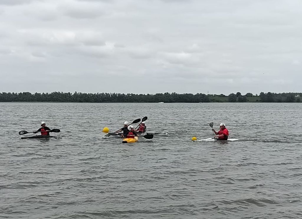 Poloërs met geïmproviseerde goals