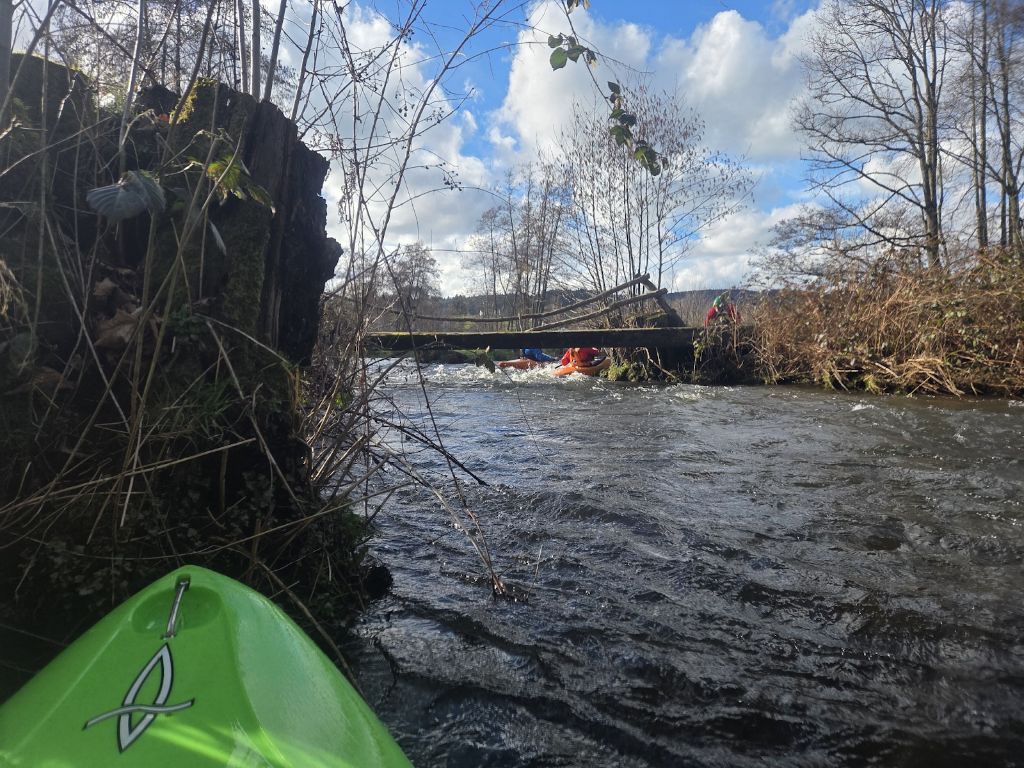 3 seconden voor ‘het moment’. Tip: de Salm splitst zich net voor Petit-Halleux in 2 ongeveer gelijke delen. Dit was de rechter-arm. Volgende keer links proberen?